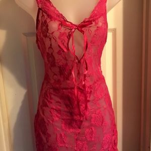 Hot pink lace negligee Sz XL
